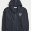 Boxy Zip-Up Ford Graphic Hoodie
