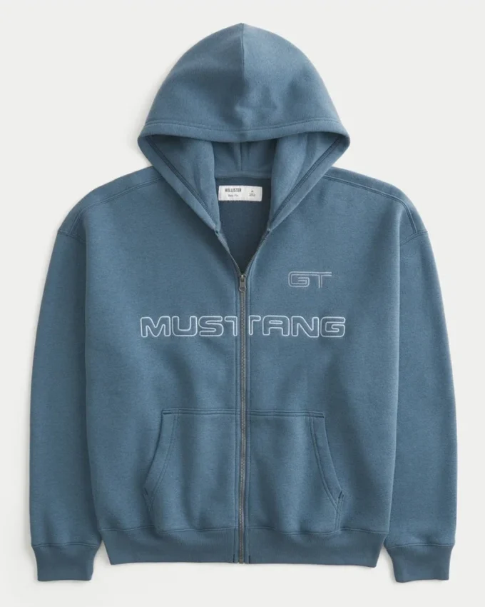 Boxy Zip-Up Ford Mustang Graphic Hoodie Boxy Zip-Up Ford Mustang Graphic Hoodie