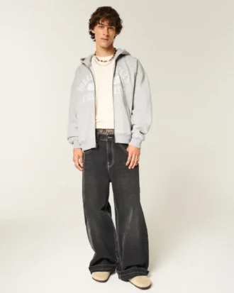 Boxy Zip-Up Forest Hills Athletics Graphic Hoodie