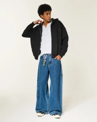 Boxy Zip-Up Good Luck Graphic Hoodie