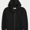 Boxy Zip-Up Good Luck Graphic Hoodie