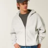 Boxy Zip-Up Hoodie