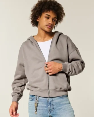 Boxy Zip-Up Hoodie
