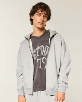 Boxy Zip-Up Hoodie