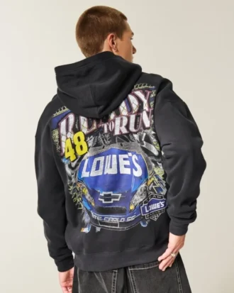 Boxy Zip-Up Jimmie Johnson Team Lowe’s NASCAR Graphic Hoodie
