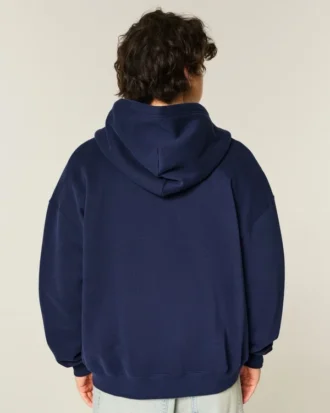 Boxy Zip-Up Number Graphic Hoodie