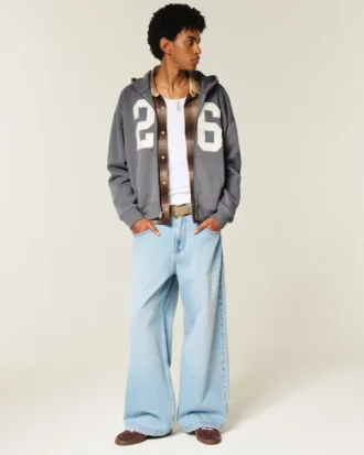 Boxy Zip-Up Number Graphic Hoodie Boxy Zip-Up Number Graphic Hoodie