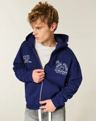 boxy zip up penn state university nittany lions graphic hoodie 1 330x413 - Boxy Zip-Up Penn State University Nittany Lions Graphic Hoodie