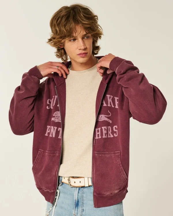 Boxy Zip-Up South Lake Panthers Graphic Hoodie Boxy Zip-Up South Lake Panthers Graphic Hoodie