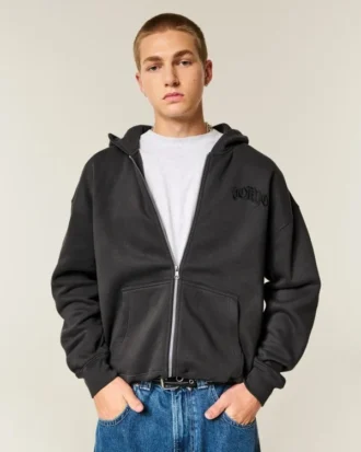 Boxy Zip-Up Tokyo Graphic Hoodie
