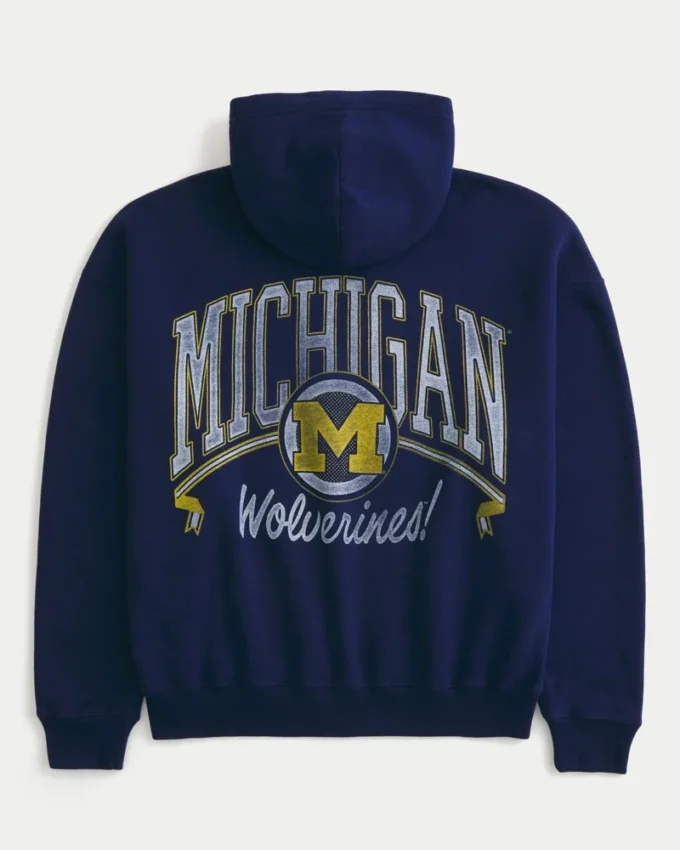 Boxy Zip-Up University of Michigan Wolverines Graphic Hoodie Boxy Zip-Up University of Michigan Wolverines Graphic Hoodie
