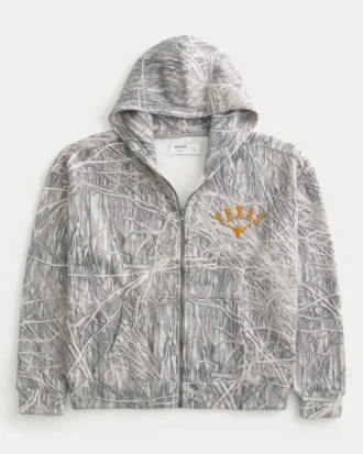 Boxy Zip-Up University of Texas at Austin Longhorns Graphic Hoodie