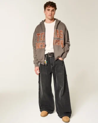 Boxy Zip-Up University of Texas at Austin Longhorns Graphic Hoodie