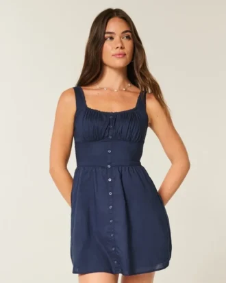 Button-Front Mini Dress