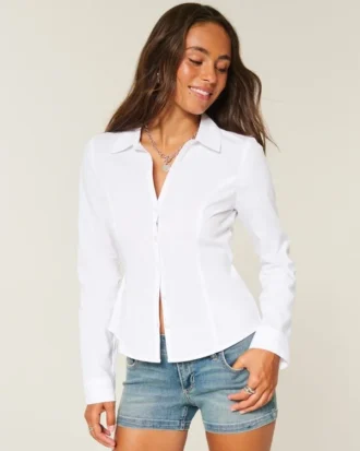 Button-Through Poplin Shirt