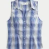 Button-Through Sleeveless Shirt