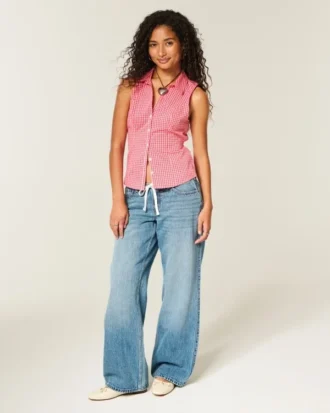 Button-Through Sleeveless Shirt