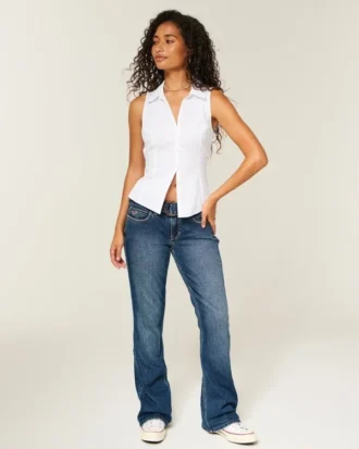 Button-Through Sleeveless Shirt