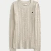 Cable-Knit Heart Crew Sweater