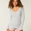 Cable-Knit Icon V-Neck Sweater