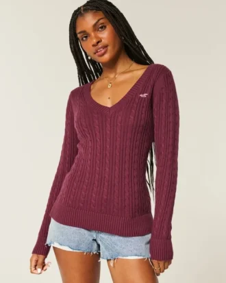 Cable-Knit Icon V-Neck Sweater