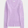 Cable-Knit V-Neck Icon Sweater