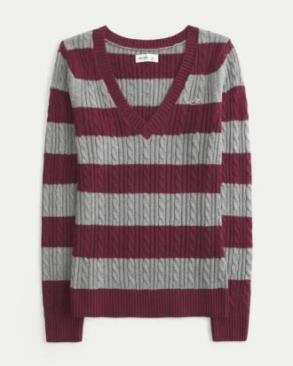 Cable-Knit V-Neck Icon Sweater