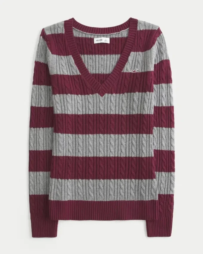 Cable-Knit V-Neck Icon Sweater