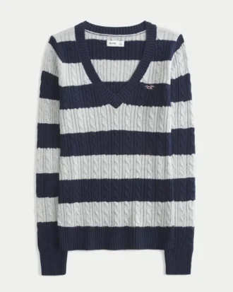 Cable-Knit V-Neck Icon Sweater