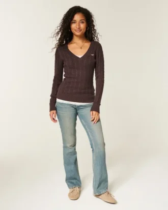 Cable-Knit V-Neck Icon Sweater