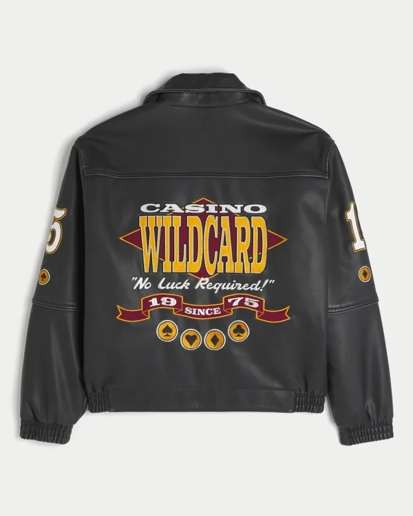 Casino Graphic Vegan Leather Jacket Casino Graphic Vegan Leather Jacket