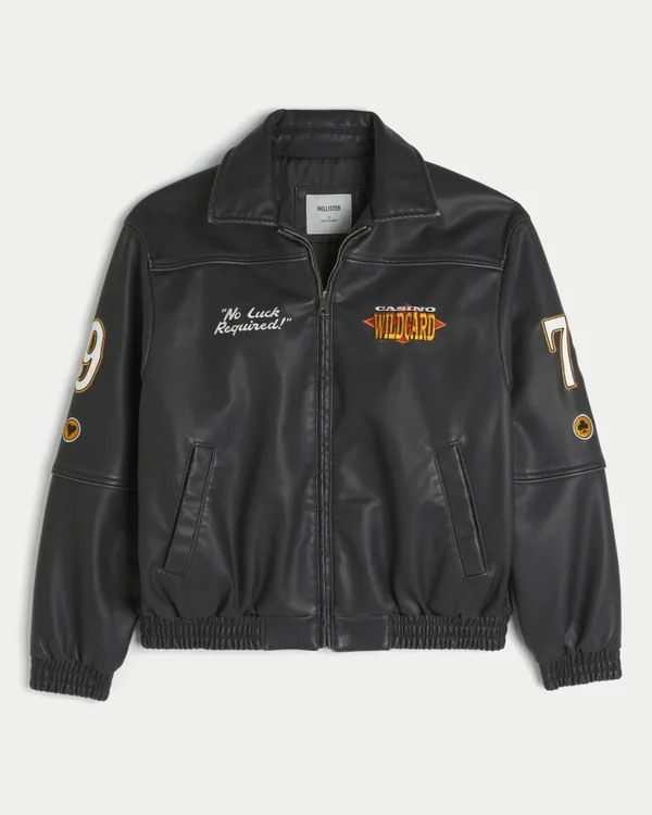 Casino Graphic Vegan Leather Jacket Casino Graphic Vegan Leather Jacket