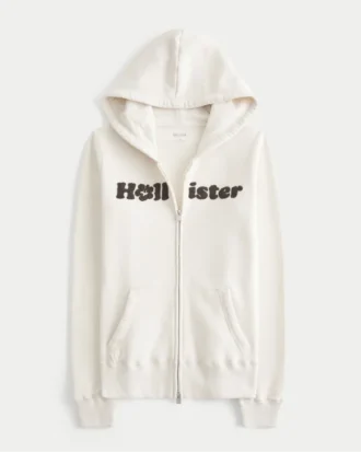 Chenille Logo Graphic Zip-Up Hoodie