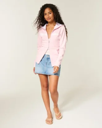 Chenille Logo Graphic Zip-Up Hoodie