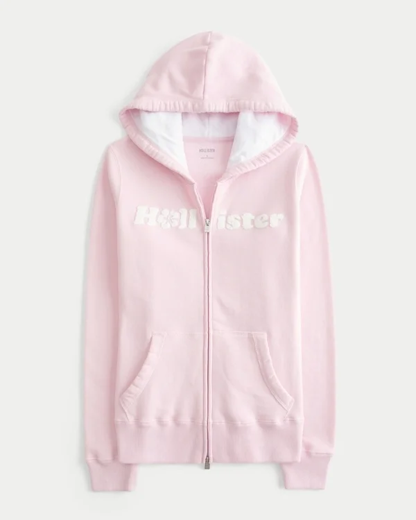 Chenille Logo Graphic Zip-Up Hoodie Chenille Logo Graphic Zip-Up Hoodie