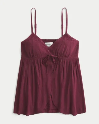 Crinkle Shine Flyaway Babydoll Top