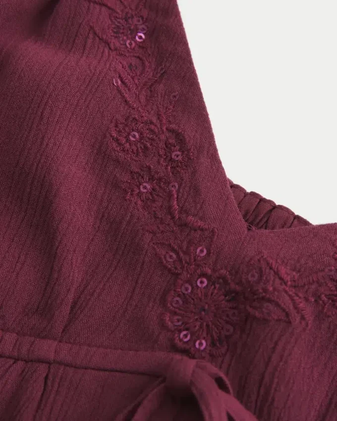 Crinkle Shine Flyaway Babydoll Top