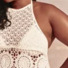 Crochet-Style Halter Cover Up Mini Dress