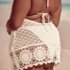 Crochet-Style Halter Cover Up Mini Dress