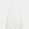 Crochet-Style Halter Cover Up Mini Dress