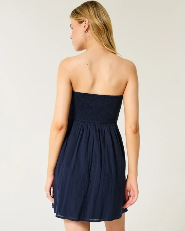 Crochet-Style Mix Strapless Mini Dress Crochet-Style Mix Strapless Mini Dress