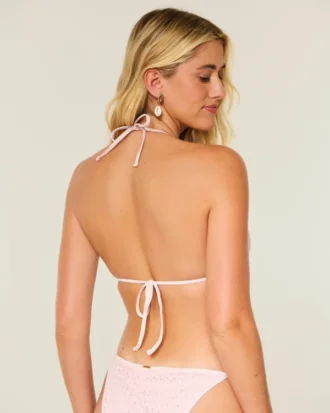 Crochet-Style Sequin Triangle Bikini Top