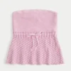 Crochet-Style Strapless Sweater Tube Top
