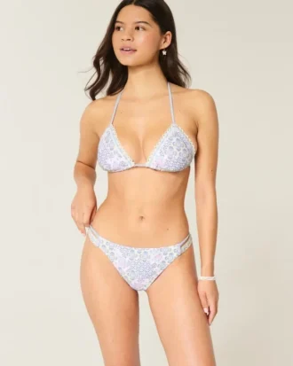Crochet-Style Trim Double-Strap Cheeky Bikini Bottom