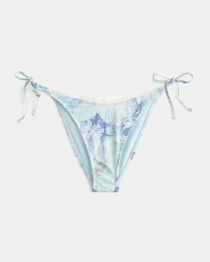 Crochet-Style Trim Side Tie Cheeky Bikini Bottom