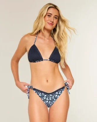 Crochet-Style Trim Side Tie Cheeky Bikini Bottom