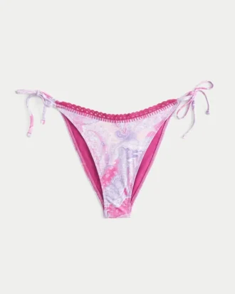 Crochet-Style Trim Side Tie Cheeky Bikini Bottom