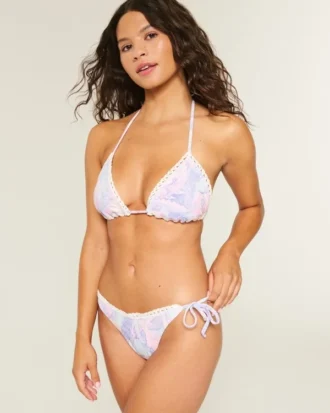 Crochet-Style Trim Side Tie Cheeky Bikini Bottom