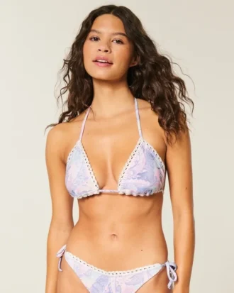 Crochet-Style Trim Triangle Bikini Top