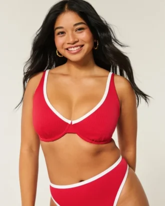 Curvy High Apex Ribbed Underwire Bikini Top